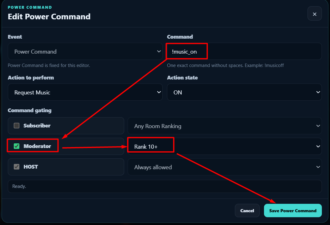 Edit Power Command music on dengan Moderator Rank 10 plus